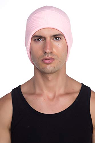 Top Level Beanie Men Women - Unisex Cuffed Plain Skull Knit Hat Cap, Pink - Image 4
