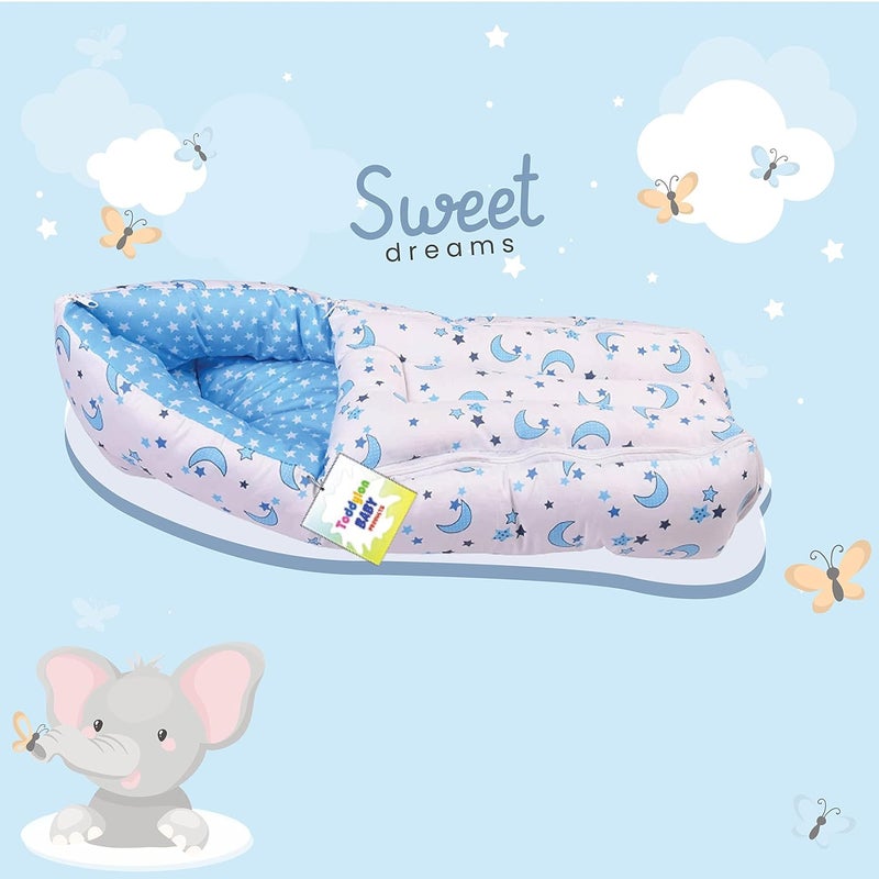 Toddylon Baby Carry Bags 3 in 1 Bed | Wrapper | Newborn Boys Girls | Wearable Blankets | Cotton (0-6 Months) Blue - Image 4