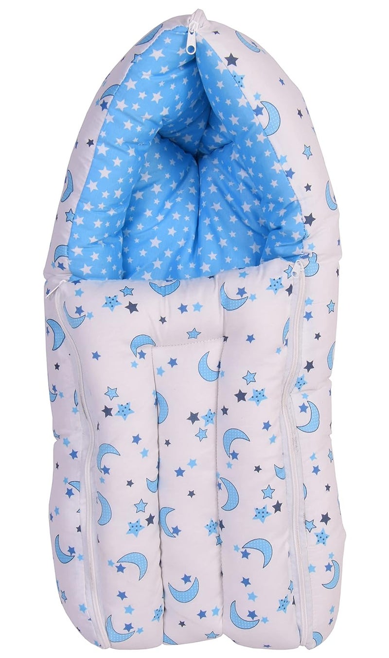Toddylon Baby Carry Bags 3 in 1 Bed | Wrapper | Newborn Boys Girls | Wearable Blankets | Cotton (0-6 Months) Blue - Image 1