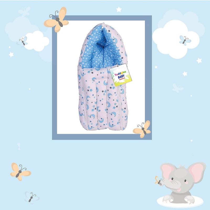 Toddylon Baby Carry Bags 3 in 1 Bed | Wrapper | Newborn Boys Girls | Wearable Blankets | Cotton (0-6 Months) Blue - Image 5