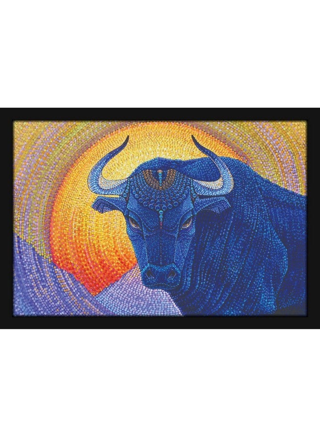 Mad Masters Bull nandi Animal Painting Aesthetic Hanging Photo Frame Decorative Item Home Decoration and Wall Decor for Living Room and Bedroom (MM 1644, 12x18 Inch, Paper, With Plexi Glass) - Image 1