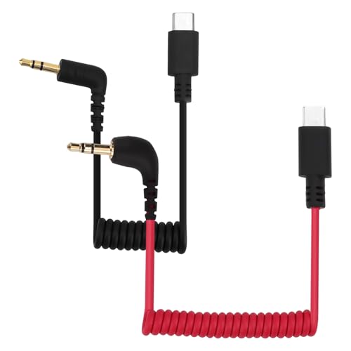 BTFO 2pcs USB C to 3.5mm TRS Microphone Adapter Mic Cable, for Hollyland Lark M1/M2/MAX/150/M1/MAX Duo Audio Output Cable DAC Coiled Cable Rode Wireless GO 2/ME/Pro Android iPhone 15/16 - Image 1