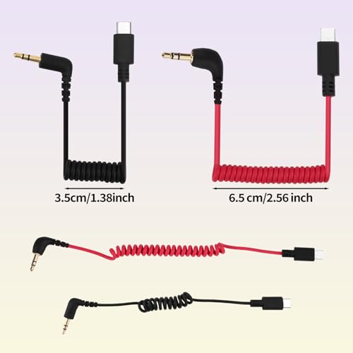 BTFO 2pcs USB C to 3.5mm TRS Microphone Adapter Mic Cable, for Hollyland Lark M1/M2/MAX/150/M1/MAX Duo Audio Output Cable DAC Coiled Cable Rode Wireless GO 2/ME/Pro Android iPhone 15/16 - Image 2