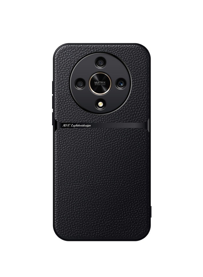 جراب سيليكون من الجلد الصناعي مقاوم للصدمات متوافق مع Honor x9b (اسود) - Image 1