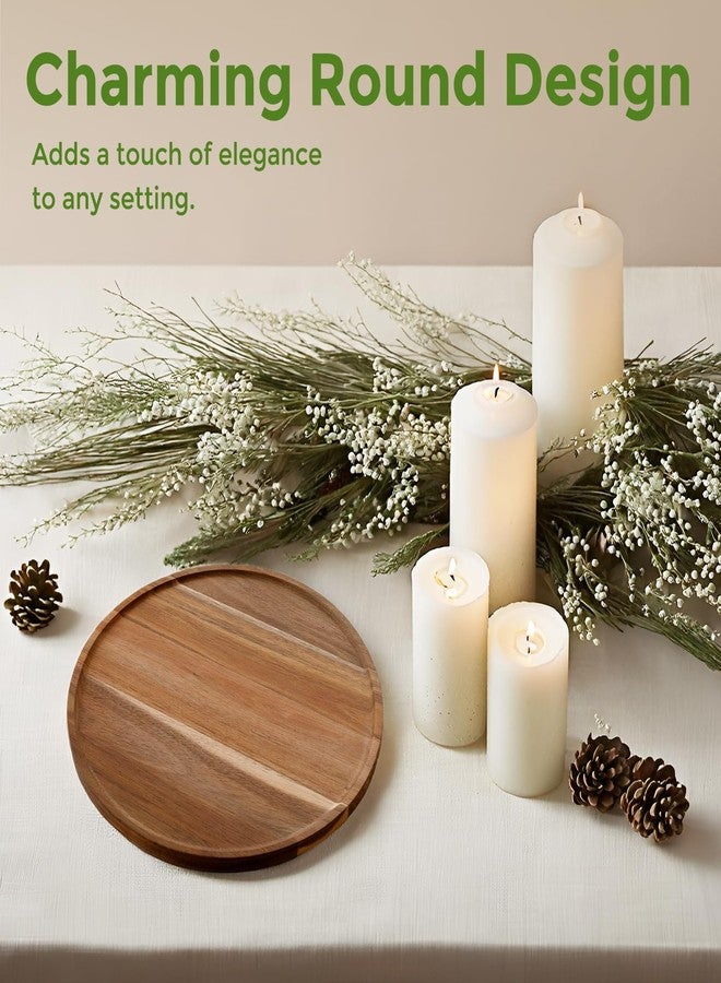 S310 Round Wooden Tray for Home Decor, S310 13.8" Decorative Wood Trays for Kitchen Dining Room, Handmade Round Wood Tray Table Centerpiece for Coffee Table - Image 3