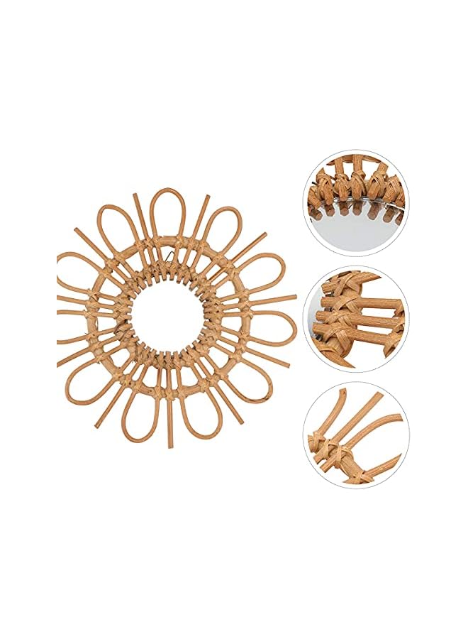 The Bros Handmade Farmhouse Large Rattan Mirror for Wall Decor, Round Entryway Boho Mirror for Living Room Decor, Large Circle Wooden Mirror for Bathroom Hallway Decor - Image 5