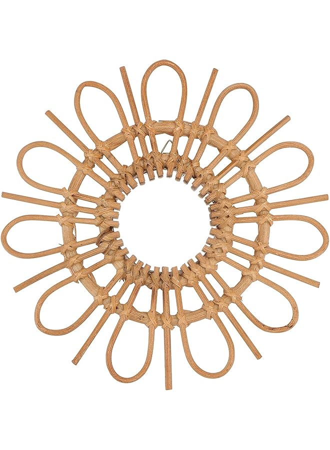 The Bros Handmade Farmhouse Large Rattan Mirror for Wall Decor, Round Entryway Boho Mirror for Living Room Decor, Large Circle Wooden Mirror for Bathroom Hallway Decor - Image 1