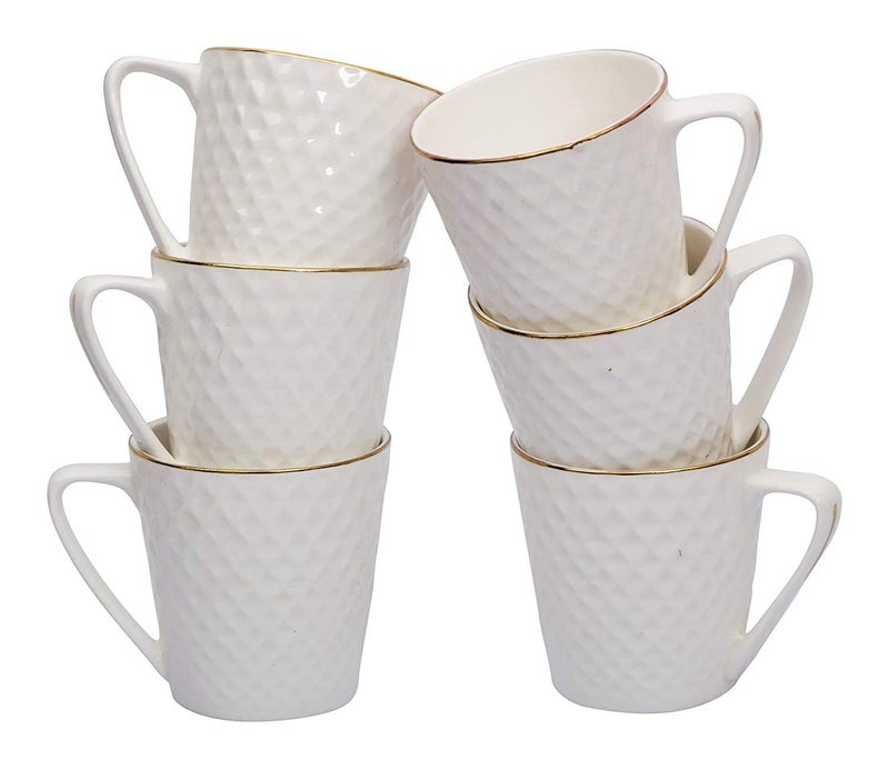 RAINCART Cup Set for Tea Coffee Espresso Bone China 140 ml Set of 6 - Image 2