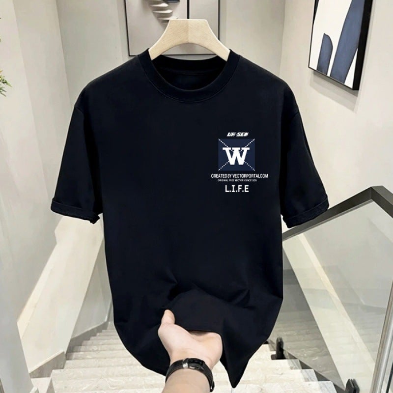 Short-Sleeved T-Shirt Men'S Summer Fashion Brand Ruffian Handsome Half-Sleeved T-Shirt Teenagers High-End Leisure - Image 5