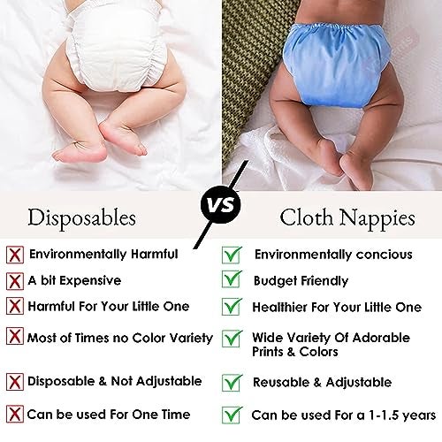VParents Solid Washable Baby Cloth Diaper Reusable Adjustable Size Waterproof Pocket Cloth Diaper Nappie (With Insert) (Pack of 1) - Image 5