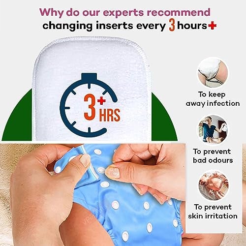 VParents Solid Washable Baby Cloth Diaper Reusable Adjustable Size Waterproof Pocket Cloth Diaper Nappie (With Insert) (Pack of 1) - Image 3