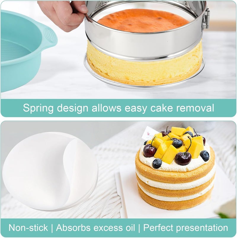 Spmarkt 10-inch Stainless Steel Springform Pan with Silicone Protector, Removable Bottom, Parchment Paper, Decorating Kit Piping Bags and Tips- Great for Birthday Parties - Image 3