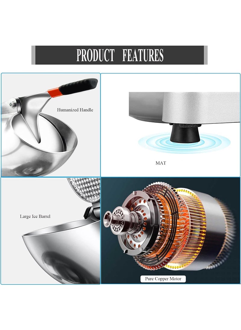 GBEX GBEX Electric Ice Crusher Machine with Double Blades Snow Cone Maker Gola Making Machine Sensor Shaved Ice Crusher Machine 300 Watts Ideal Use in Homes Cafes Stainless Steel  - Image 5