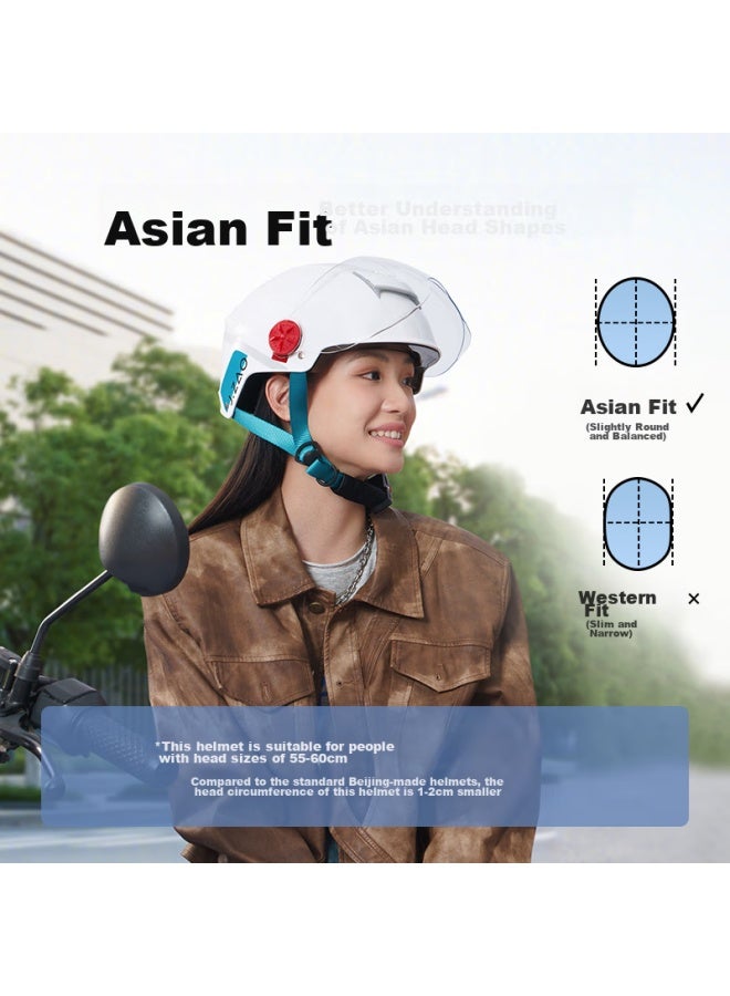 JD.com Jd Jingzao Tk12 Electric Scooter Helmet With Dual Visor, 3c Certified New National Standard Class A, 27mm Thick Eps Shock-absorbing Electric Scooter Helmet, One Size Fits All, White - Image 4