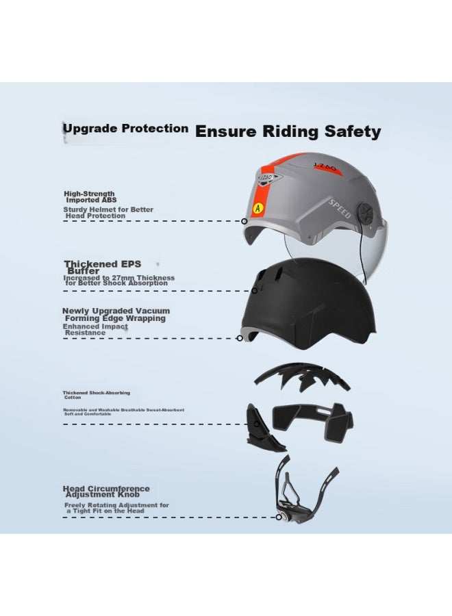 JD.com Jd Jingzao Tk12 Electric Scooter Helmet With Dual Visor, 3c Certified New National Standard Class A, 27mm Thick Eps Shock-absorbing Electric Scooter Helmet, One Size Fits All, White - Image 5