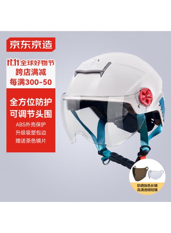 JD.com Jd Jingzao Tk12 Electric Scooter Helmet With Dual Visor, 3c Certified New National Standard Class A, 27mm Thick Eps Shock-absorbing Electric Scooter Helmet, One Size Fits All, White - Image 1