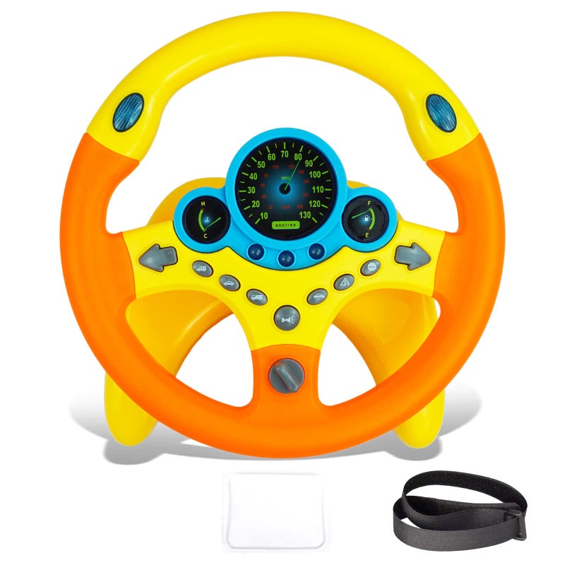 RedCrab Steering Wheel Car Driving Simulated Toy with Light and Music for Kids Pretend Driving Seat ToysBaby Electric Early Learning Educational Toys for Boys and GirlsOrange - Image 3