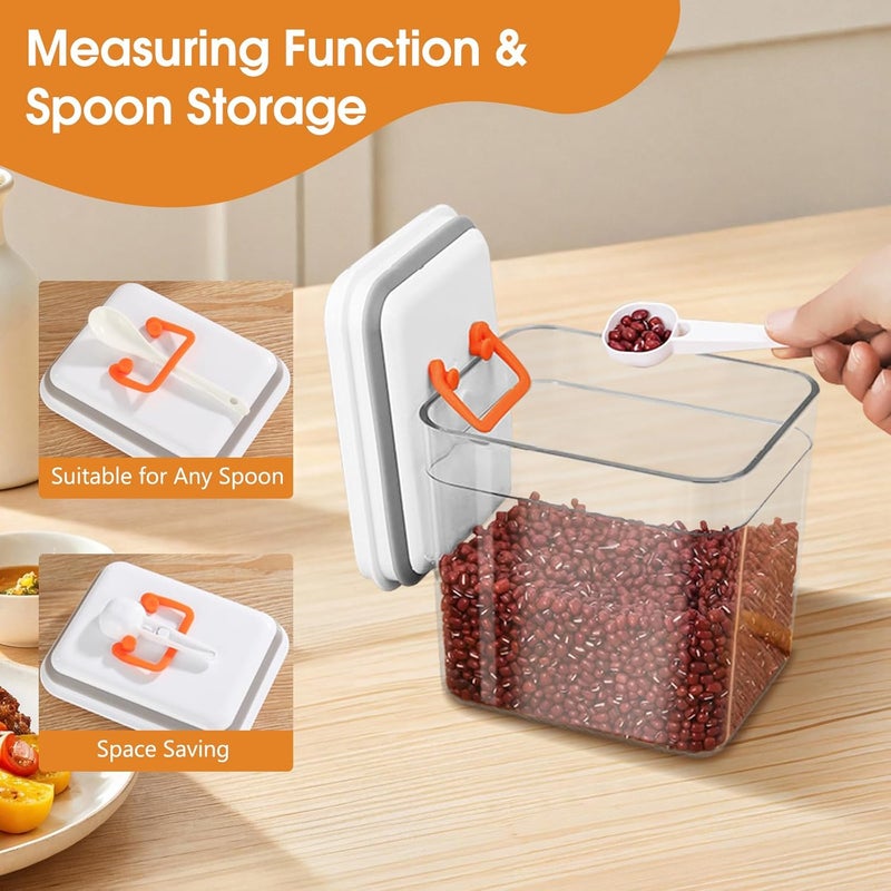 MultiOutools Airtight Food Storage Containers Set with Lids, Top Pop Cereal Container with One Button Control, BPA-Free Stackable Food Containers for Cereal Snack Coffee Sugar (4 Pack-2.3Qt, 1.7Qt, 1.0Qt, 0.7Qt) - Image 4