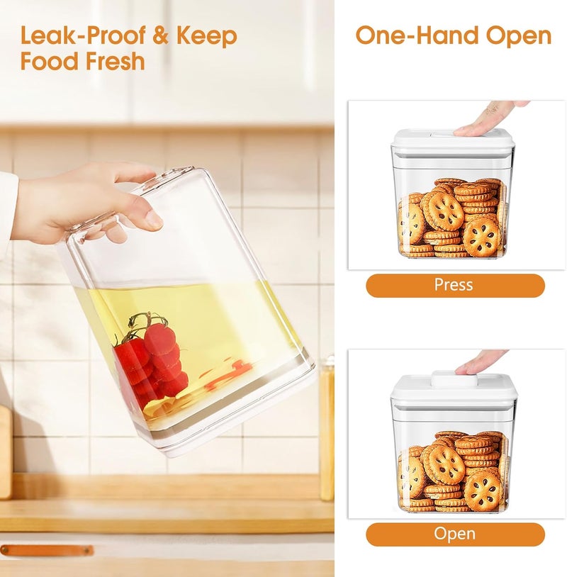 MultiOutools Airtight Food Storage Containers Set with Lids, Top Pop Cereal Container with One Button Control, BPA-Free Stackable Food Containers for Cereal Snack Coffee Sugar (4 Pack-2.3Qt, 1.7Qt, 1.0Qt, 0.7Qt) - Image 3