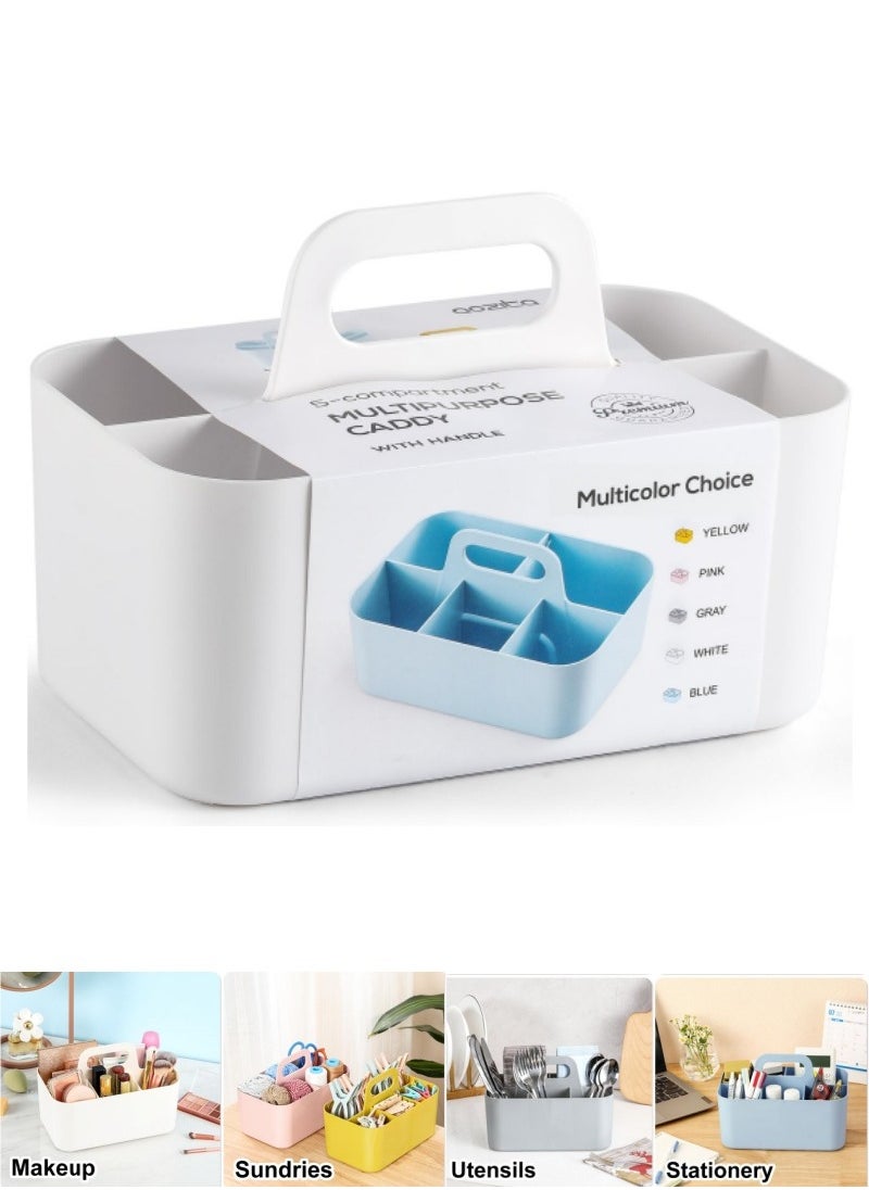 XICEN Multiuse Caddy Organizer with Handle - Stackable Plastic Bin Basket - Divided Storage Tote Holder for Art Craft Supplies, Makeup, Bathroom, Shower, Cleaning, Kitchen, Office, Dorm, Desktop(White)  - Image 1