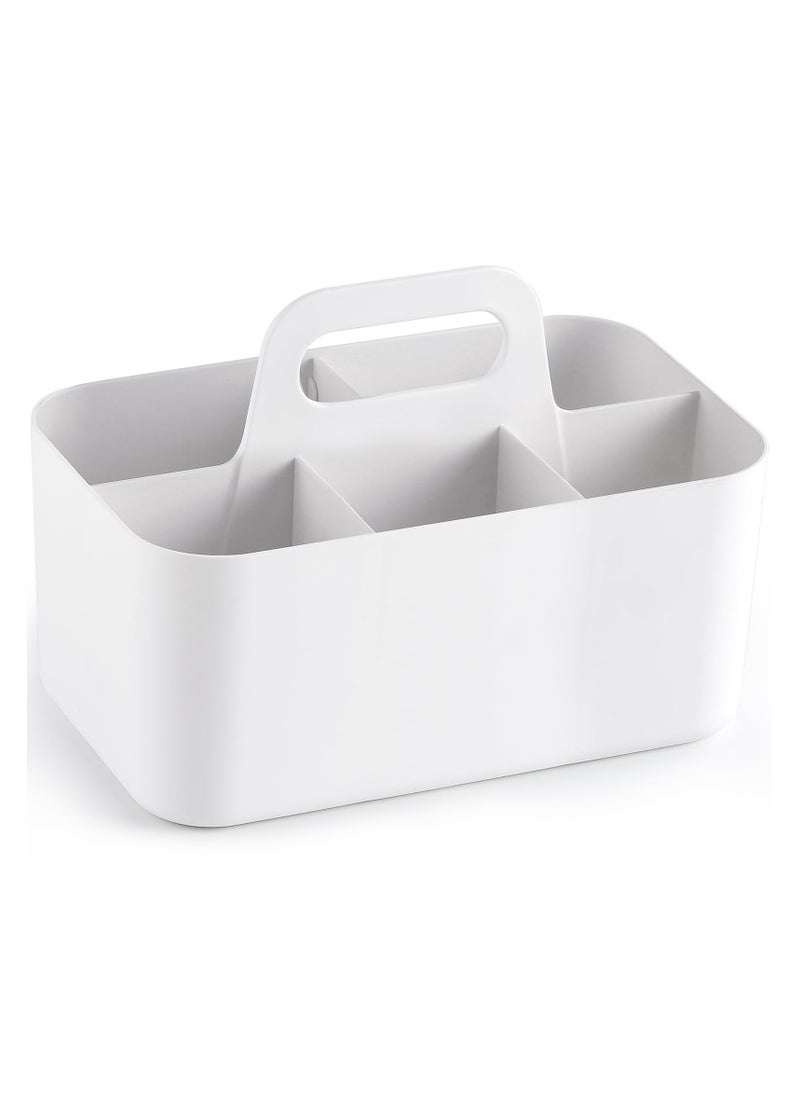 XICEN Multiuse Caddy Organizer with Handle - Stackable Plastic Bin Basket - Divided Storage Tote Holder for Art Craft Supplies, Makeup, Bathroom, Shower, Cleaning, Kitchen, Office, Dorm, Desktop(White)  - Image 4