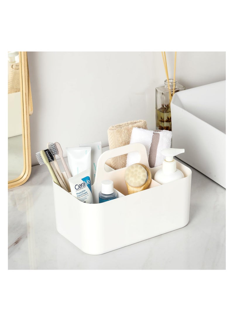 XICEN Multiuse Caddy Organizer with Handle - Stackable Plastic Bin Basket - Divided Storage Tote Holder for Art Craft Supplies, Makeup, Bathroom, Shower, Cleaning, Kitchen, Office, Dorm, Desktop(White)  - Image 5
