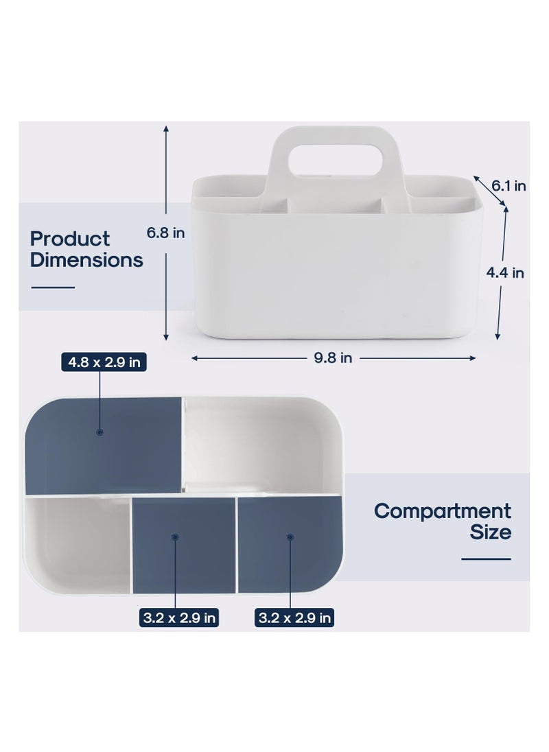 XICEN Multiuse Caddy Organizer with Handle - Stackable Plastic Bin Basket - Divided Storage Tote Holder for Art Craft Supplies, Makeup, Bathroom, Shower, Cleaning, Kitchen, Office, Dorm, Desktop(White)  - Image 2