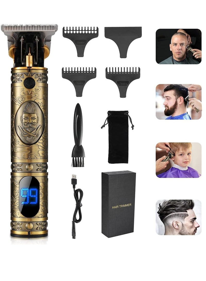 Upgraded Hair Trimmer Beard Clippers for Men Professional USB Electric Hair Clippers for Hair Cutting Trimmers Cordless Outliner Zero Gaped LED Display (Hair Clippers for Men, GOLD 04) - Image 1