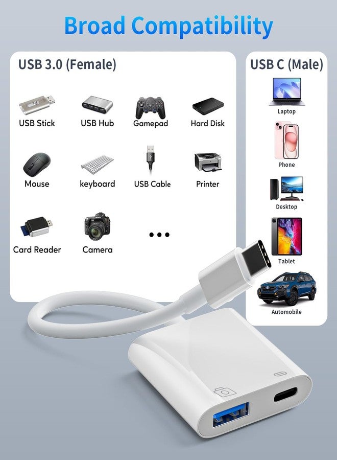 esbeecables USB C to USB Adapter, Thunderbolt 3 to USB 3.0 OTG Adapter with 30W PD Fast Charging Port for MacBook Pro/Air, iPhone 17 Air/16 Pro Max/16 Plus/16e/15,Samsung Galaxy S25/S24/S23,iPad,Pixel,Chromebook - Image 5