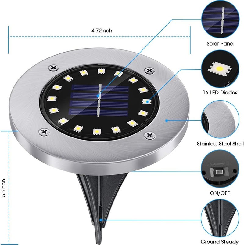 NFESOLAR Solar Outdoor Lights with 16 LEDs, Blue Color Bright Solar Ground Lights Outdoor Waterproof for Pathway Garden Yard Halloween Decorations (8 Pack) - Image 5