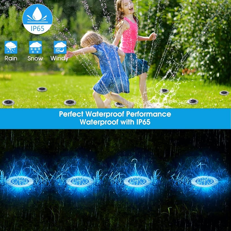 NFESOLAR Solar Outdoor Lights with 16 LEDs, Blue Color Bright Solar Ground Lights Outdoor Waterproof for Pathway Garden Yard Halloween Decorations (8 Pack) - Image 3