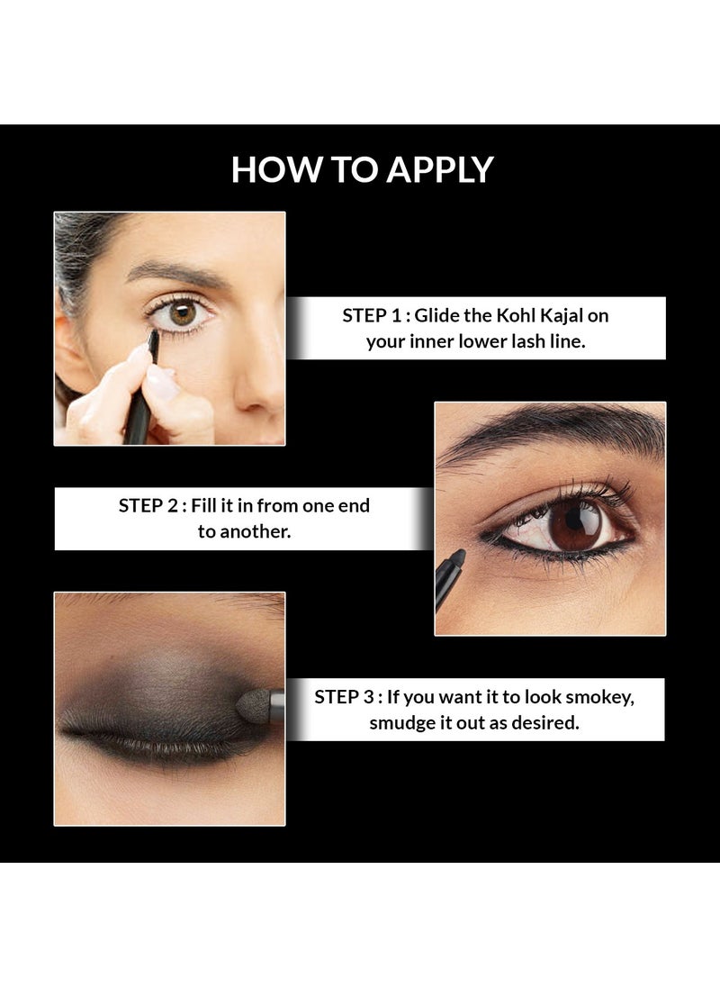 STARS COSMETICS - Waterproof , Smudge Proof Long Stay Kajal Pencil (Black) - Image 1