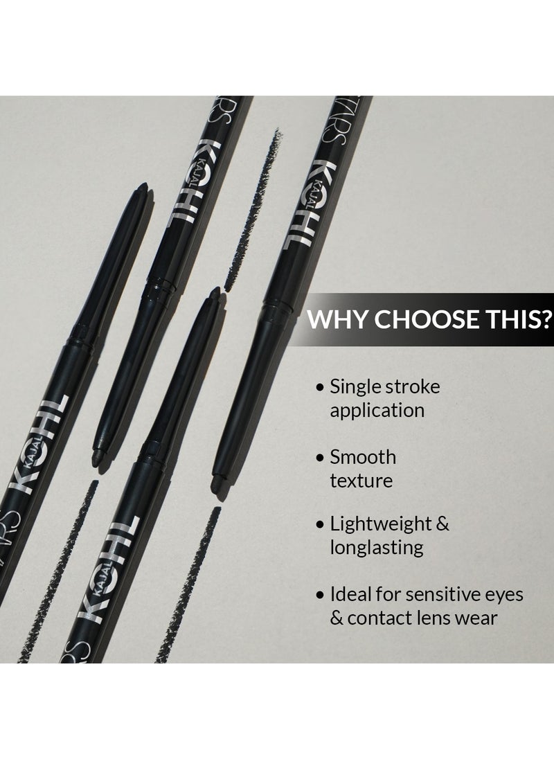 STARS COSMETICS - Waterproof , Smudge Proof Long Stay Kajal Pencil (Black) - Image 1
