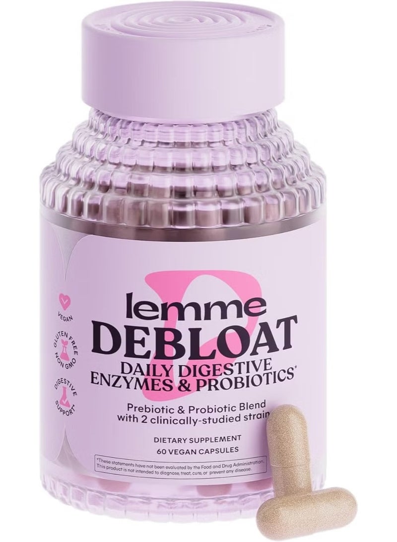 Lemme, Debloat, Daily Digestive Enzymes & Probiotics, 60 Vegan Capsules - Image 1