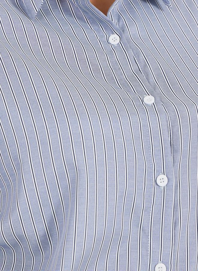 Styli Plus Size Oversized Striped Long Sleeve Shirt - Image 4