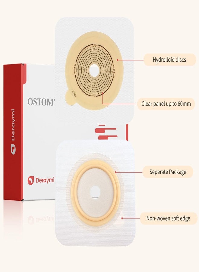 DERAYMI 30 PCS Ostomy Supplies Colostomy Bags 2 Piece Ostomy Bag Two Piece Ostomy Drain Pouches for Ileostomy & Stoma Care, Trim-to-Fit 15-60 mm (20 x Bags+10 x Skin Barriers) - Image 3