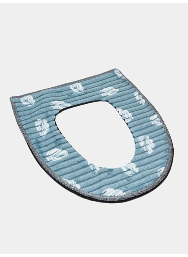 Double Layered Toilet Seat Cover With Zipper Universal Fit Soft And Comfortable Washable Reusable Toilet Cushion Thick, Lid Cover For Bathroom Hygiene Easy To Install Remove And Clean (Sky Blue) - Image 2