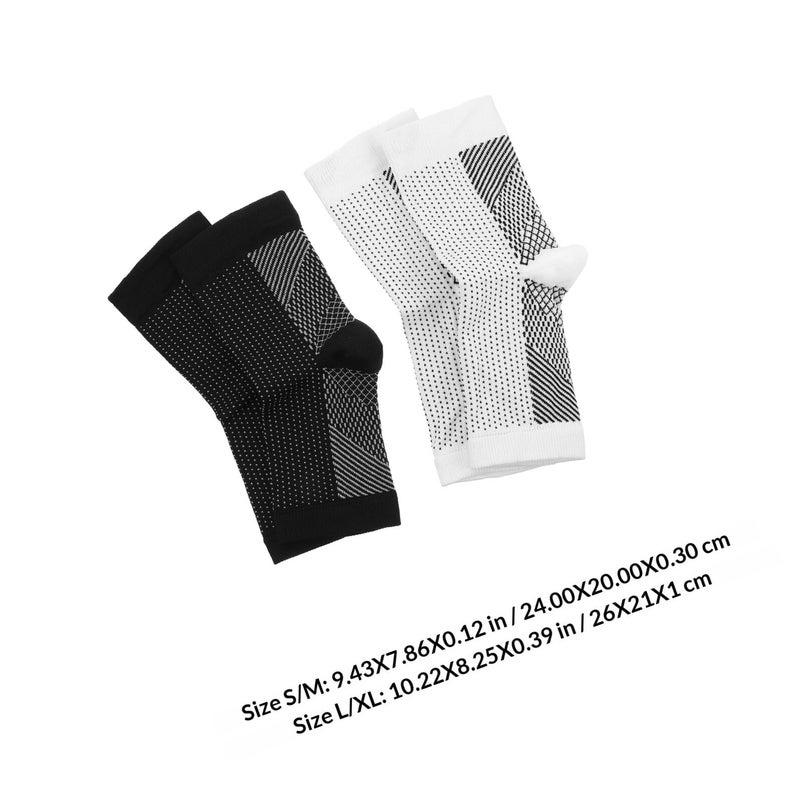 جوارب ضغط الكاحل 4 قطع أسود أبيض L XL لتخفيف الإصابات وحماية الرياضة - Image 3