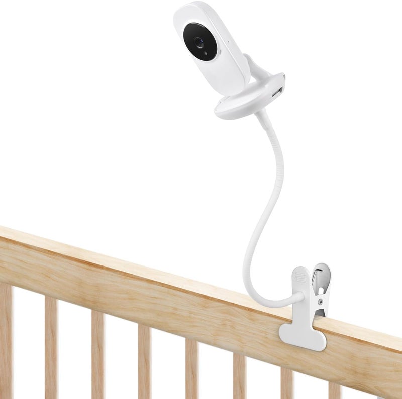 wochel Baby Monitor Holder Compatible with VTech VM819 Flexible Baby Monitor Mount Crib Clip Mount Without Tools or Wall Damage  White - Image 1