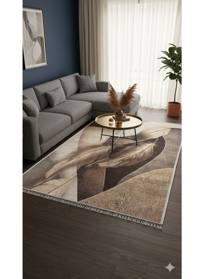بديل سجاد مودرن بتصميم كلاسيكي 3D - ظهر منقط مانع للانزلاق - مقاس 160×230 سم - ألوان متعددة (بني وبيج) - Image 1