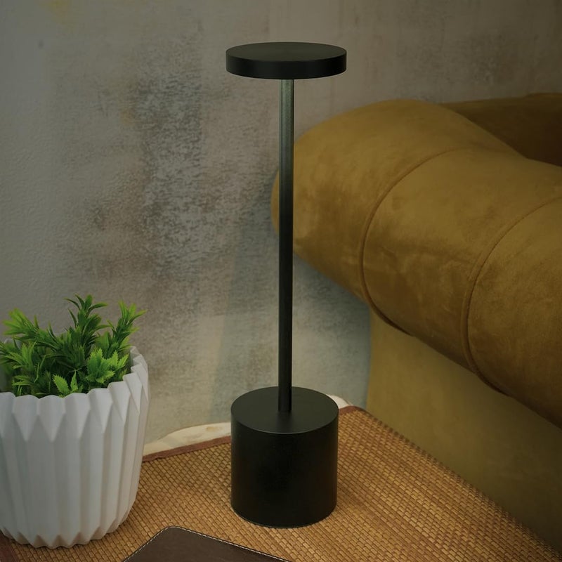 Chronos Luminis Cordless LED Table Lamp - USB Rechargeable Portable Touch Control Dimmable 3 Light Color Tunable Table Lamp for Hotel, Cafe, Restaurant or Home for Bedside, Dining (Black) - Image 2