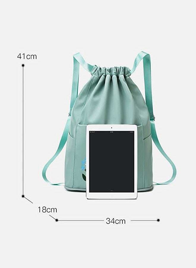 AG E-Com Travel Drawstring Bag Waterproof Flower Print Foldable Embroidery Design Drawstring Backpack for Outdoor Random Design (Multicolor) - Image 2