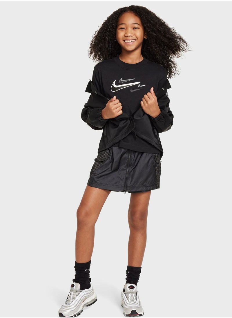 Nike - Youth Nsw Boxy Swoosh Logo T-Shirt - Image 1
