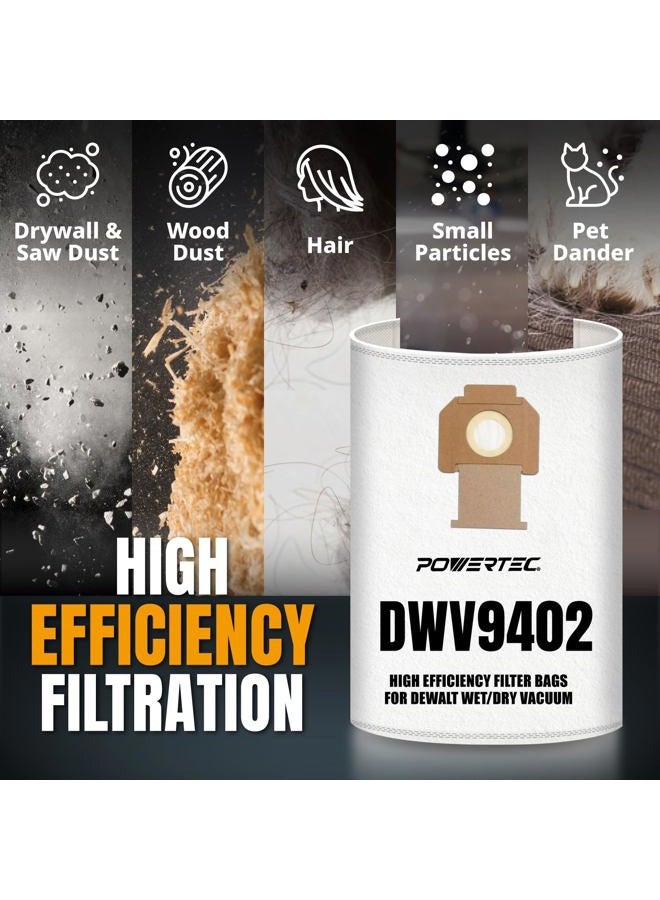 POWERTEC 75029V Fleece Filter Bags| Replacement for DeWalt 9402 | Fits DWV012 Dust Extractors, 5 Pack - Image 4