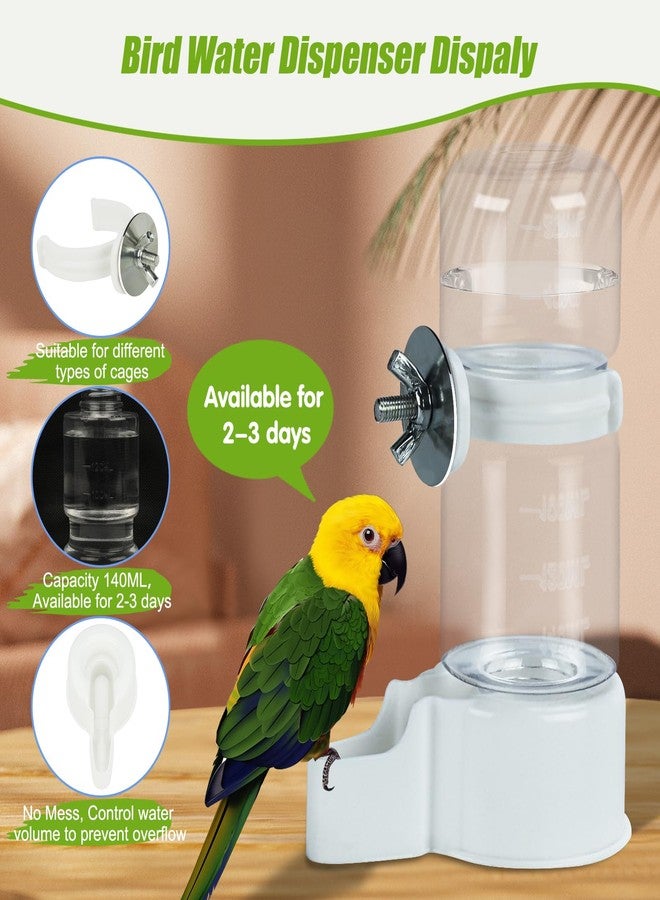 BWOGUE 2PCS Automatic Bird Water Dispenser, 4.73 Fl Oz Parakeet Water Dispenser for Cage No Mess Suspended Bird Water Feeder for Cockatiel Budgie Conure Lovebirds - Image 4