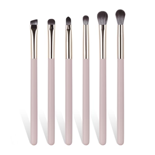 BEAUTYFACTOR Eye Makeup Brush Set 6Pcs Professional Blending Eyeshadow Makeup Brushes with Synthetic Wood Handle Angled Eyebrow Brush CrueltyFree Vegan for Liquid Cream Powder Concealer Brows Eye shadows - Image 1