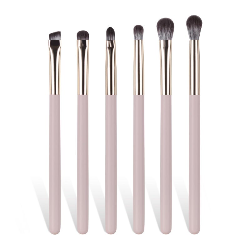BEAUTYFACTOR Eye Makeup Brush Set 6Pcs Professional Blending Eyeshadow Makeup Brushes with Synthetic Wood Handle Angled Eyebrow Brush CrueltyFree Vegan for Liquid Cream Powder Concealer Brows Eye shadows - Image 3