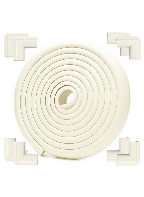 5 Meters Baby Safety Corner Guard, Table Edge Corner Protector Strip for Kids, Baby Proofing Foam for Furniture Edges & Corner Guard Cushion Set Child Protection Bumper Strip with 8 Corners (White)