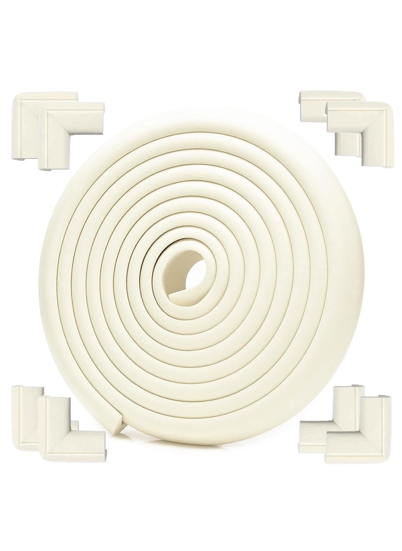 HomarKet - 5 Meters Baby Safety Corner Guard, Table Edge Corner Protector Strip for Kids, Baby Proofing Foam for Furniture Edges & Corner Guard Cushion Set Child Protection Bumper Strip with 8 Corners (White) - Image 1