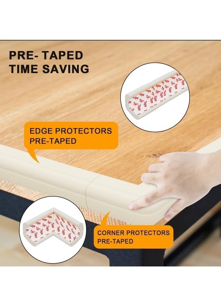 HomarKet - 5 Meters Baby Safety Corner Guard, Table Edge Corner Protector Strip for Kids, Baby Proofing Foam for Furniture Edges & Corner Guard Cushion Set Child Protection Bumper Strip with 8 Corners (White) - Image 1